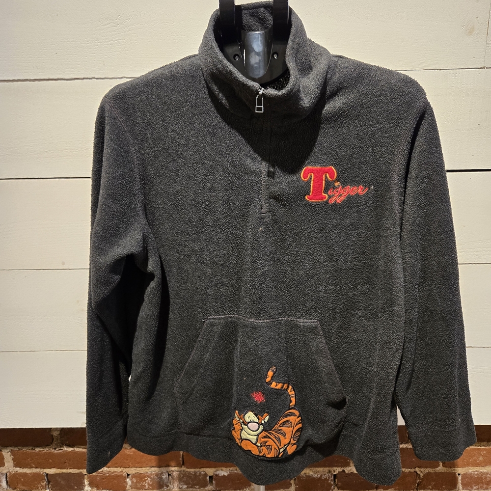 Disney Tigger Fleece Pullover – Women’s Large – Half Zip – Gray